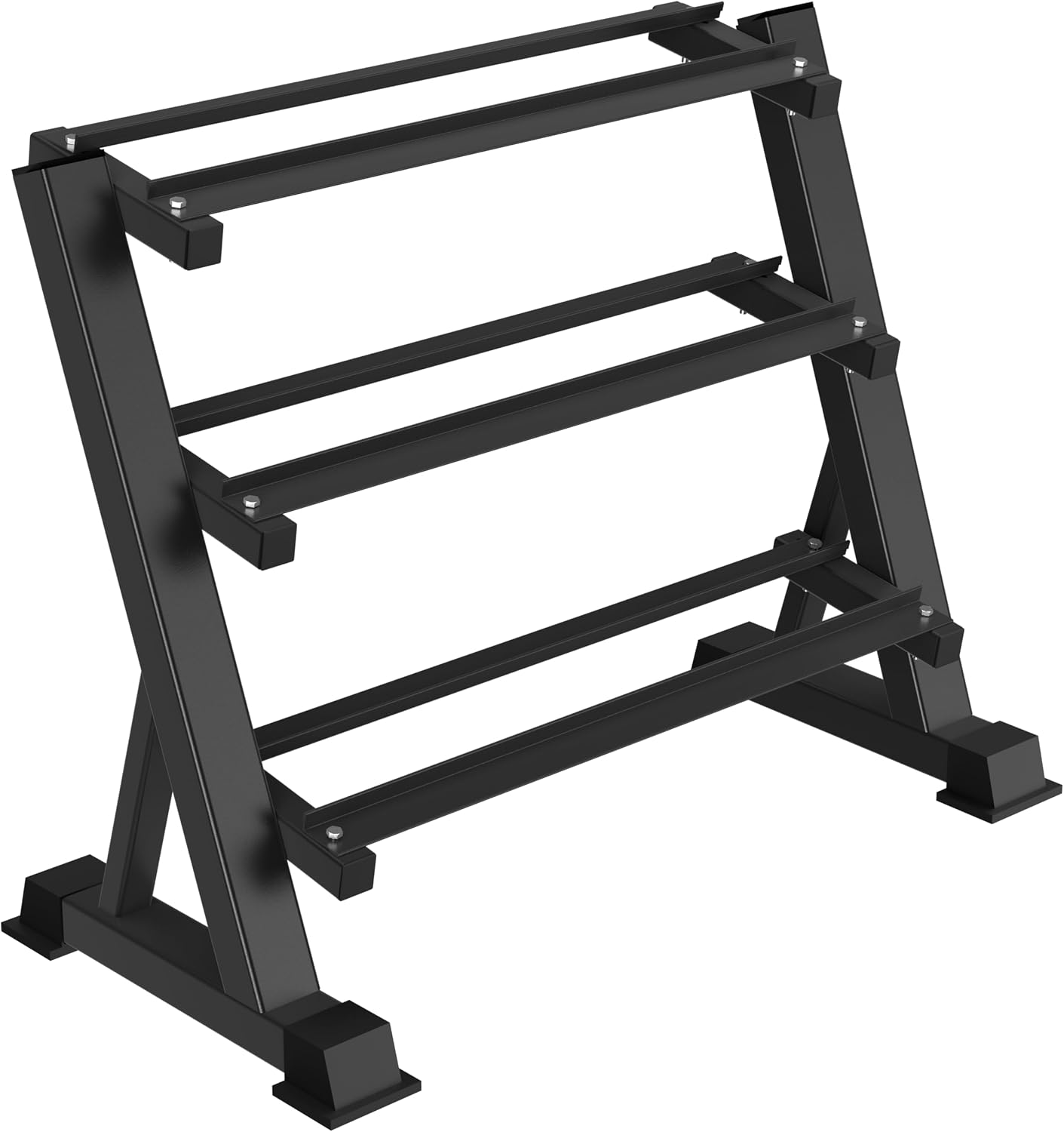 Home Gym Training - ชั้นวางดัมเบลแบบสามชั้นสำหรับงานหนัก รับน้ำหนักได้ 1200 ปอนด์ สำหรับจัดเก็บอุปกรณ์ออกกำลังกายในบ้าน อุปกรณ์ฟิตเนสอเนกประสงค์