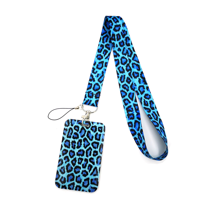 Home Gym Aesthetic - Blue Leopard พิมพ์ Key lanyard พวงกุญแจรถ