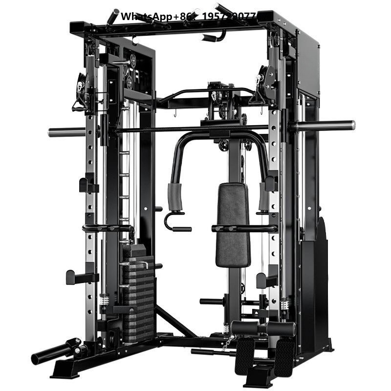 Home Gym With Smith Machine - เครื่องออกกำลังกายแบบมัลติฟังก์ชั่นสำหรับการฝึกซ้อมทั่วร่างกายที่บ้าน พร้อมฟังก์ชั่นครอสโอเวอร์ พาวเวอร์สควอทแร็ค และสมิธ