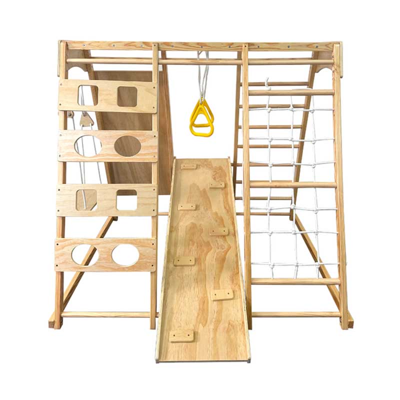 Home Gym For Toddlers - ชุดปีนป่ายไม้สำหรับเด็ก, ชุดออกกำลังกายในร่มพร้อมบันไดสวีเดนและผนังปีนเขา, โครงสร้างสนามเด็กเล่นสำหรับเด็กเล็กที่บ้าน