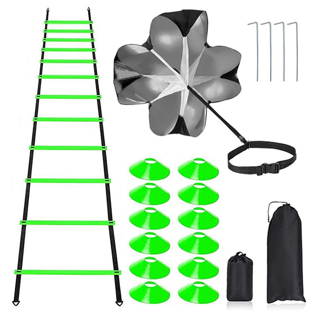 Agility Ladder Speed - ชุดอุปกรณ์ฝึกความเร็วฟุตบอล ซอคเกอร์ บันไดฝึกความคล่องตัว รั้วกั้น ร่มชูชีพ บาสเก็ตบอล