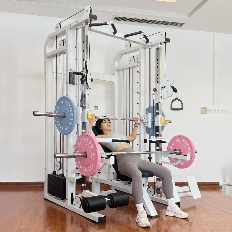 Home Gym With Smith Machine - เครื่องออกกำลังกายแบบมัลติฟังก์ชั่น สมิธแมชชีน สำหรับฝึกความแข็งแรงที่บ้าน พร้อมอุปกรณ์ยกน้ำหนักและออกกำลังกายแบบครบวงจร