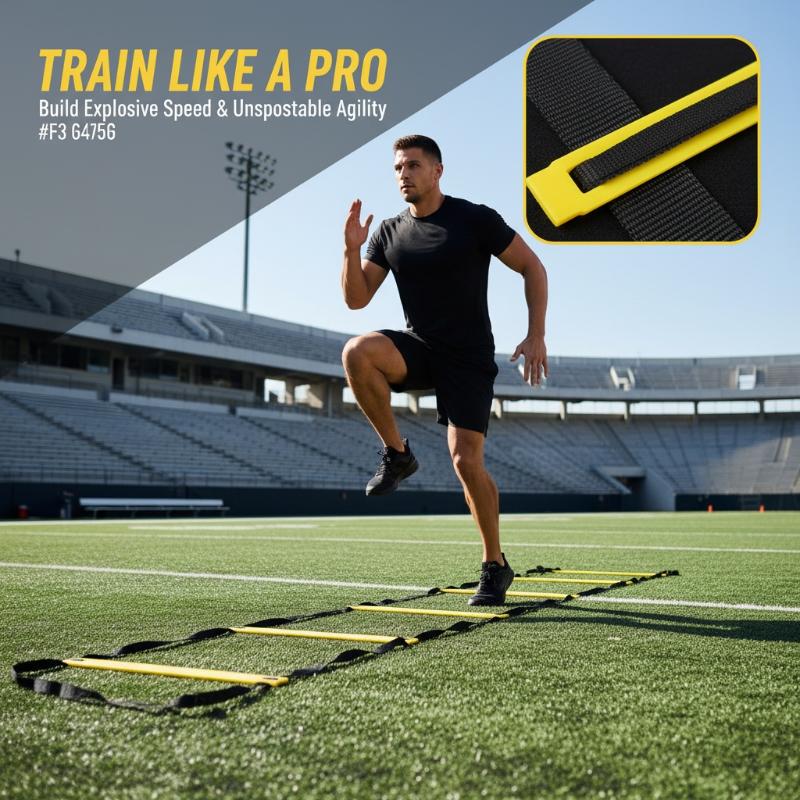 Agility Ladder Speed - บันไดฝึกความคล่องตัว สายรัดไนลอนน้ำหนักเบา อุปกรณ์ฝึกความเร็วแบบพับได้ สำหรับฟุตบอล ซอคเกอร์ และการฝึกซ้อมในร่ม