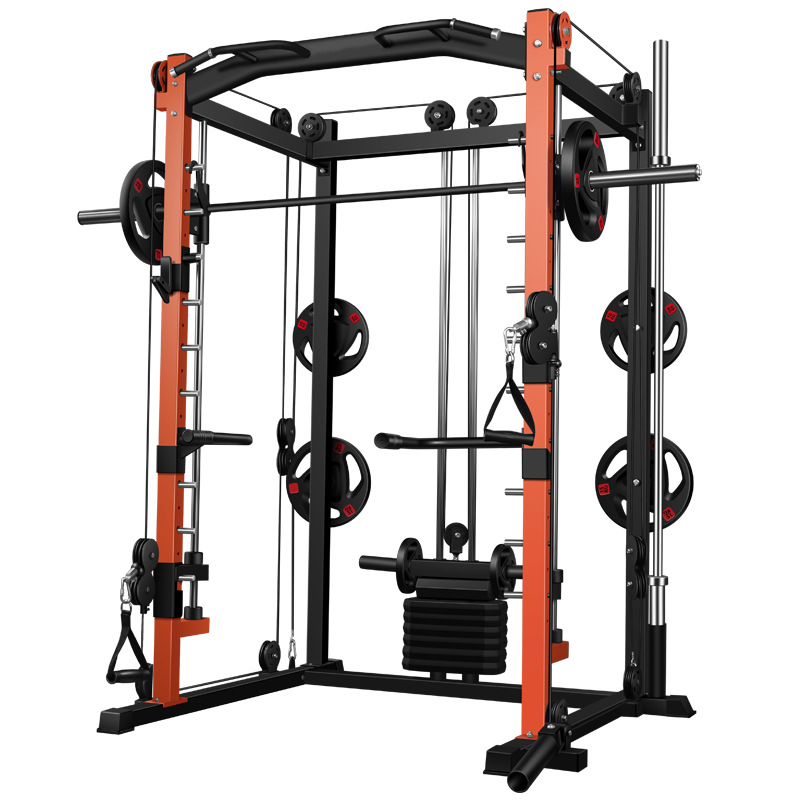 Home Gym With Smith Machine - อุปกรณ์ออกกำลังกายแบบมัลติฟังก์ชั่นสำหรับใช้ในบ้าน พร้อมแท่นสควอท บาร์ดึงข้อ สายเคเบิ้ลพาวเวอร์พูลเลย์ และเครื่องสมิธแมชชีน