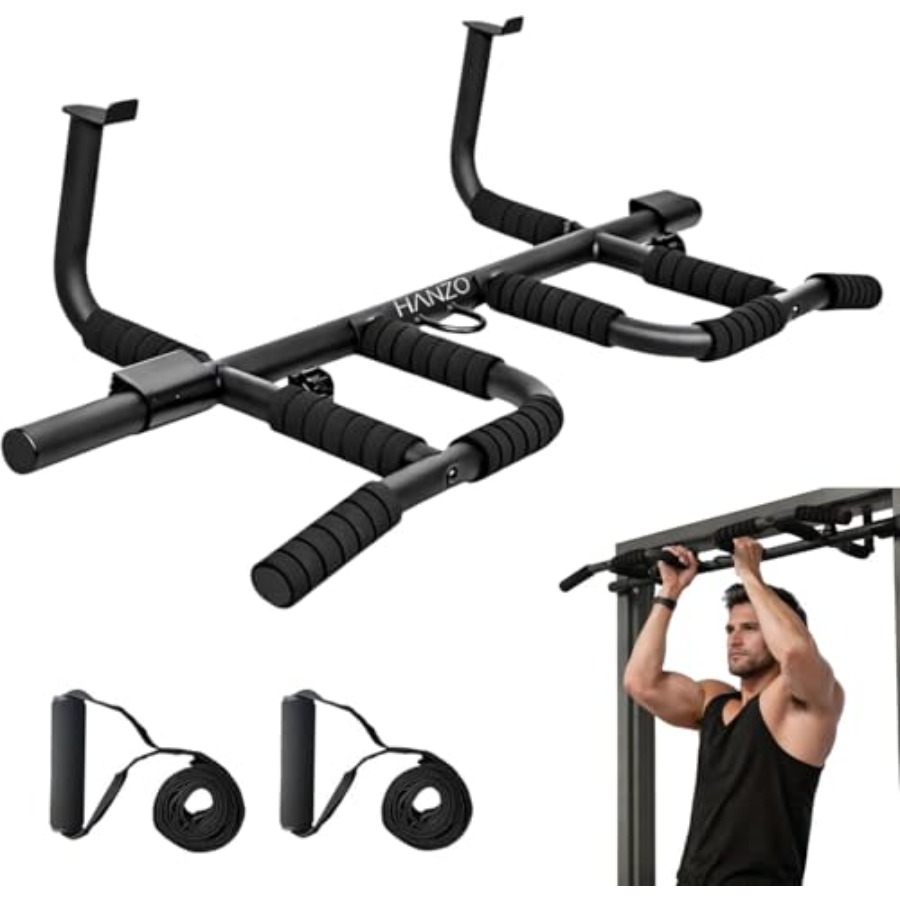 Home Gym Set - ชุดบาร์โหนติดประตูพร้อมสายรัดแบบแขวน บาร์โหนแบบหลายจุดจับ สำหรับออกกำลังกายที่บ้าน ไม่ต้องใช้สกรู บาร์ฝึกความแข็งแรง