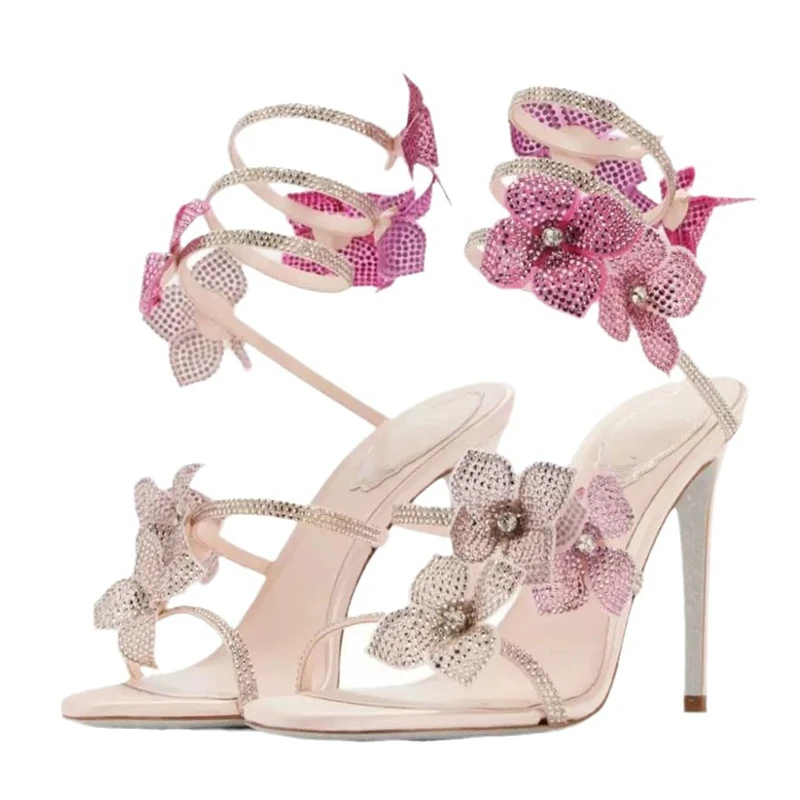 Ankle Strap Attachment - Eilyken เซ็กซี่คริสตัลดอกไม้บางรองเท้าส้นสูงผู้หญิงรองเท้าแตะสไตล์ Street แคบสายรัดข้อเท้า POLE เต้นรําสุภาพสตรีรองเท้า