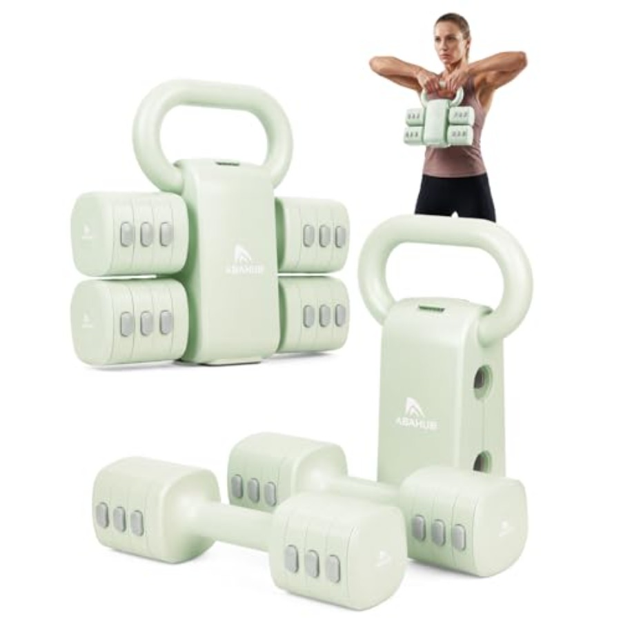 Home Gym Set - ชุดดัมเบลสำหรับยิมที่บ้าน: ชุดน้ำหนักปรับได้ 4-in-1 พร้อมตัวแปลงด้ามจับแบบ Kettlebell โครงสร้างเหล็ก