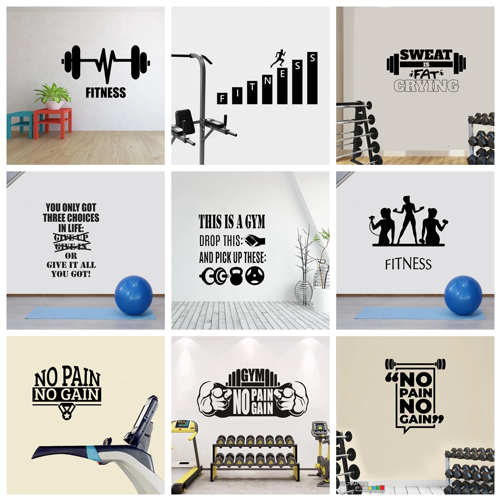 Home Gym On Wall - สติกเกอร์ติดผนังลายวัฒนธรรมสำหรับออกกำลังกาย1ชิ้นของตกแต่งการตกแต่งบ้านสำหรับห้องเด็กห้องนั่งเล่น hiasan kamar วอลเปเปอร์ตกแต่งศิลปะ