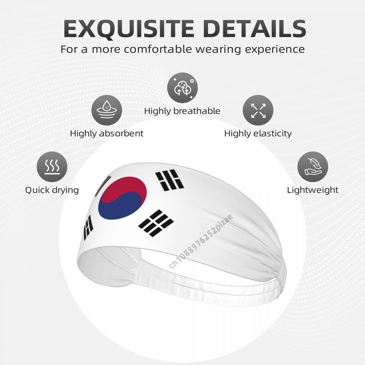 ที่คาดผมยางยืดแบบกว้างลายธงชาต - Home Gym Aesthetic บทวิจารณ์และราคา