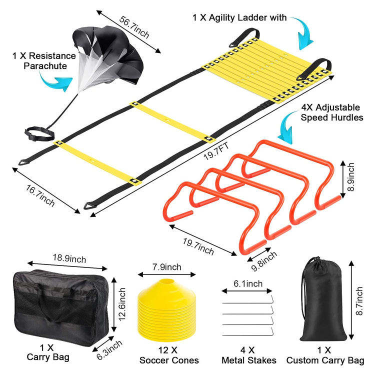 ชุดอุปกรณ์ฝึกซ้อมความเร็วและคว - Agility Ladder Speed บทวิจารณ์และราคา