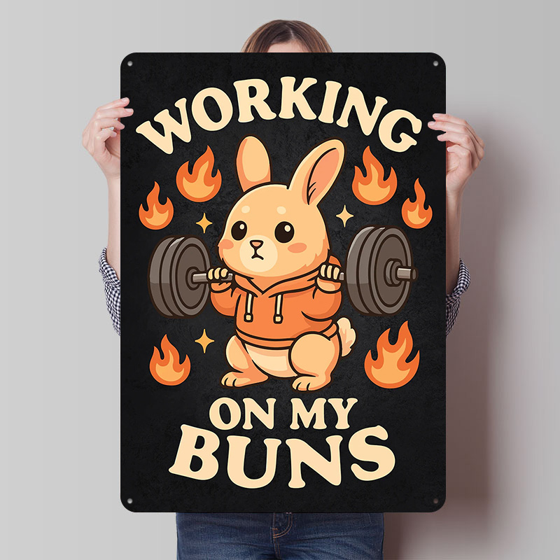 Working On My Buns – ป้ายโลหะต - Home Gym On Wall บทวิจารณ์และราคา