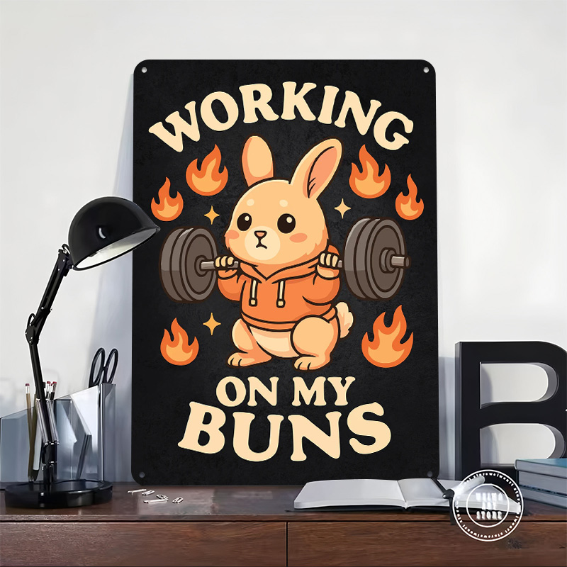Working On My Buns – ป้ายโลหะต - Home Gym On Wall บทวิจารณ์และราคา