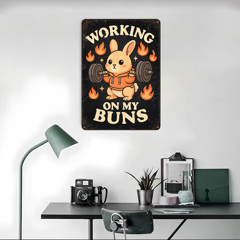 Working On My Buns – ป้ายโลหะต - Home Gym On Wall บทวิจารณ์และราคา
